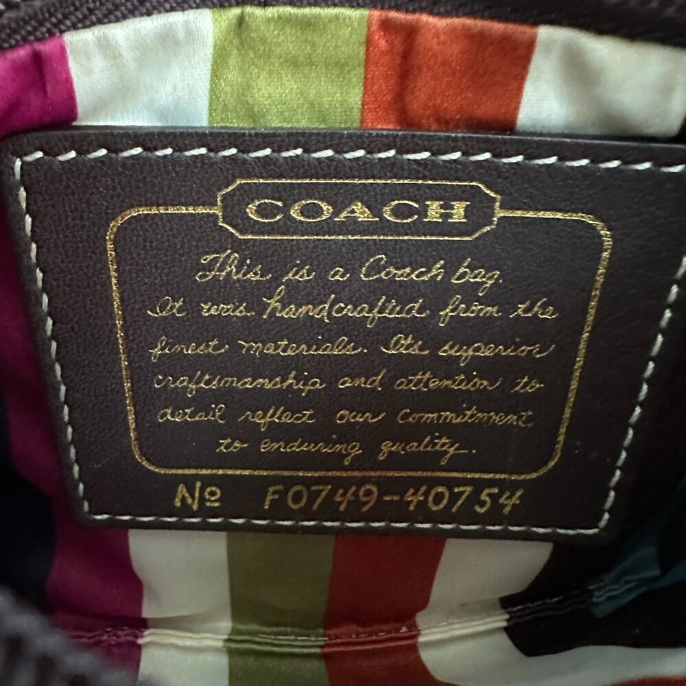 Coach Signature Collection Wristlet Brown C Logo Leather Trim Small Zip Pouch - Picture 7 of 8
